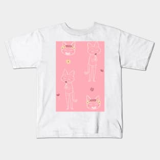 Flower cat pattern Kids T-Shirt